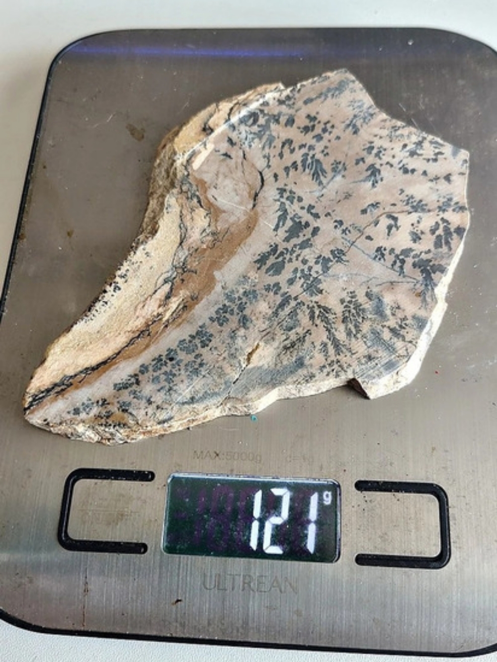 121-gram natural dendritic siltstone lapidary slab
